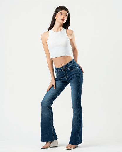 Flared Jeans in Dark Blue