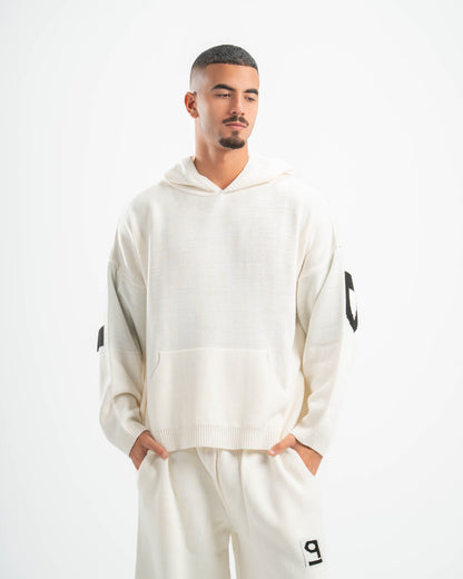 PSYCH WHITE KNITTED HOODIE