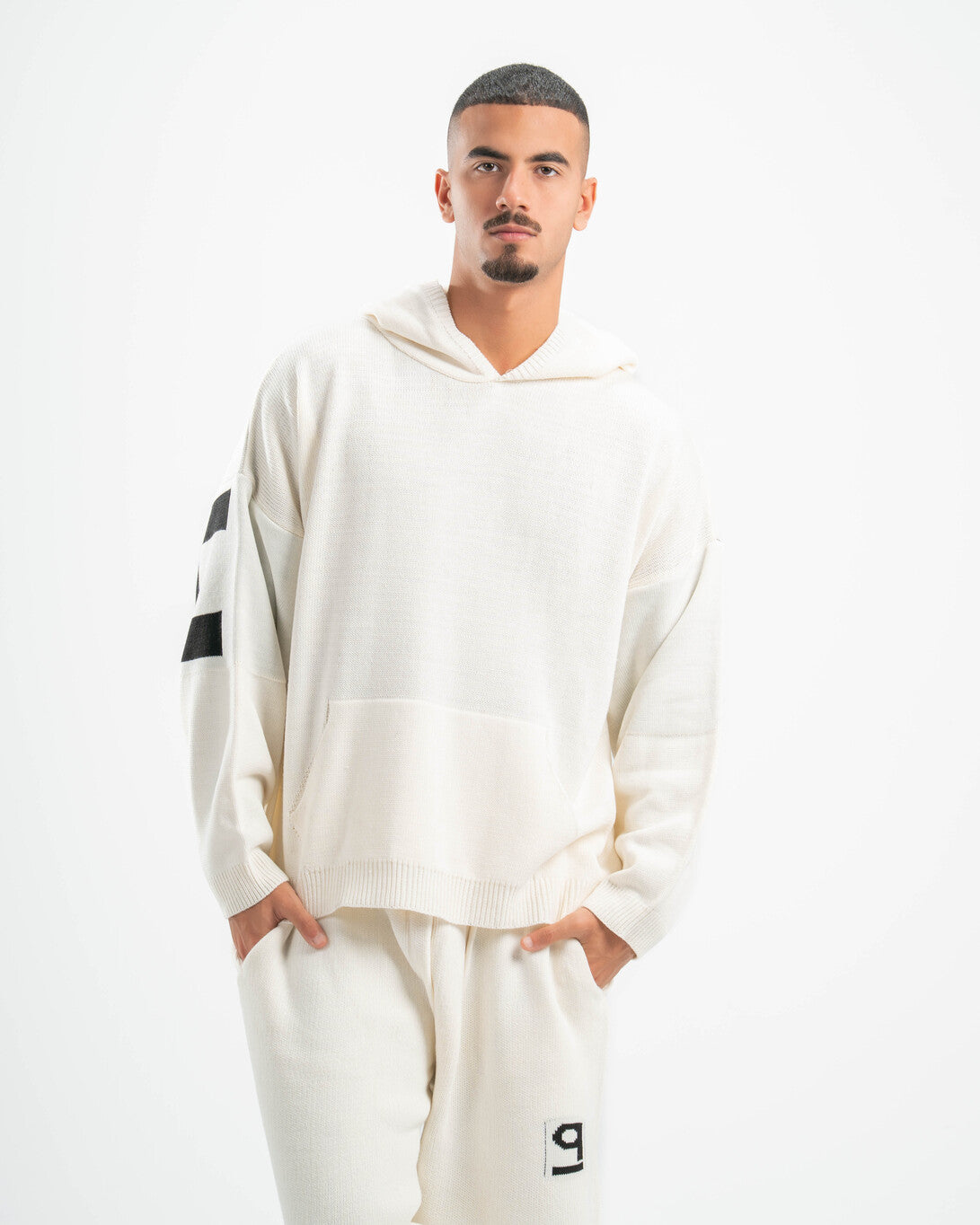 PSYCH WHITE KNITTED HOODIE