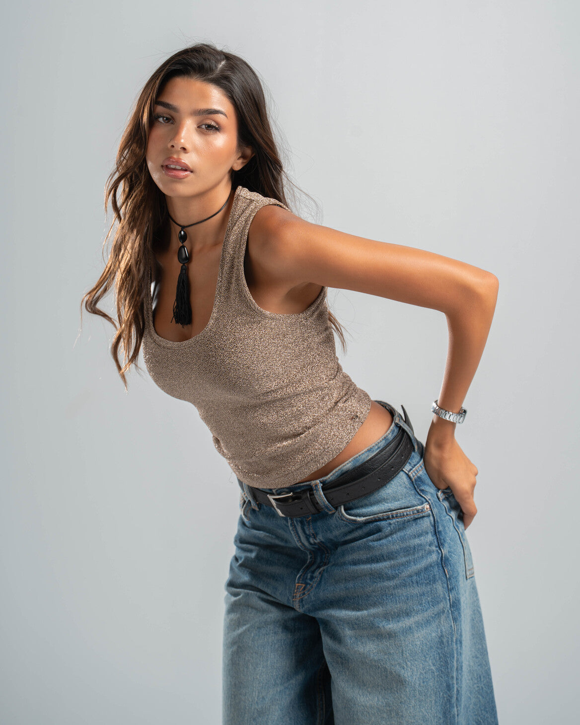 CHAMPAGNE SHIMMER TOP