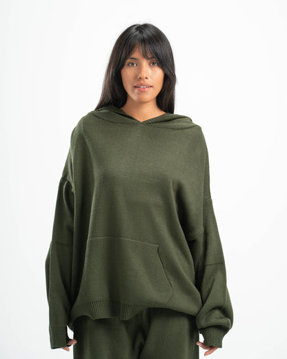 PSYCH OLIVE KNITTED HOODIE
