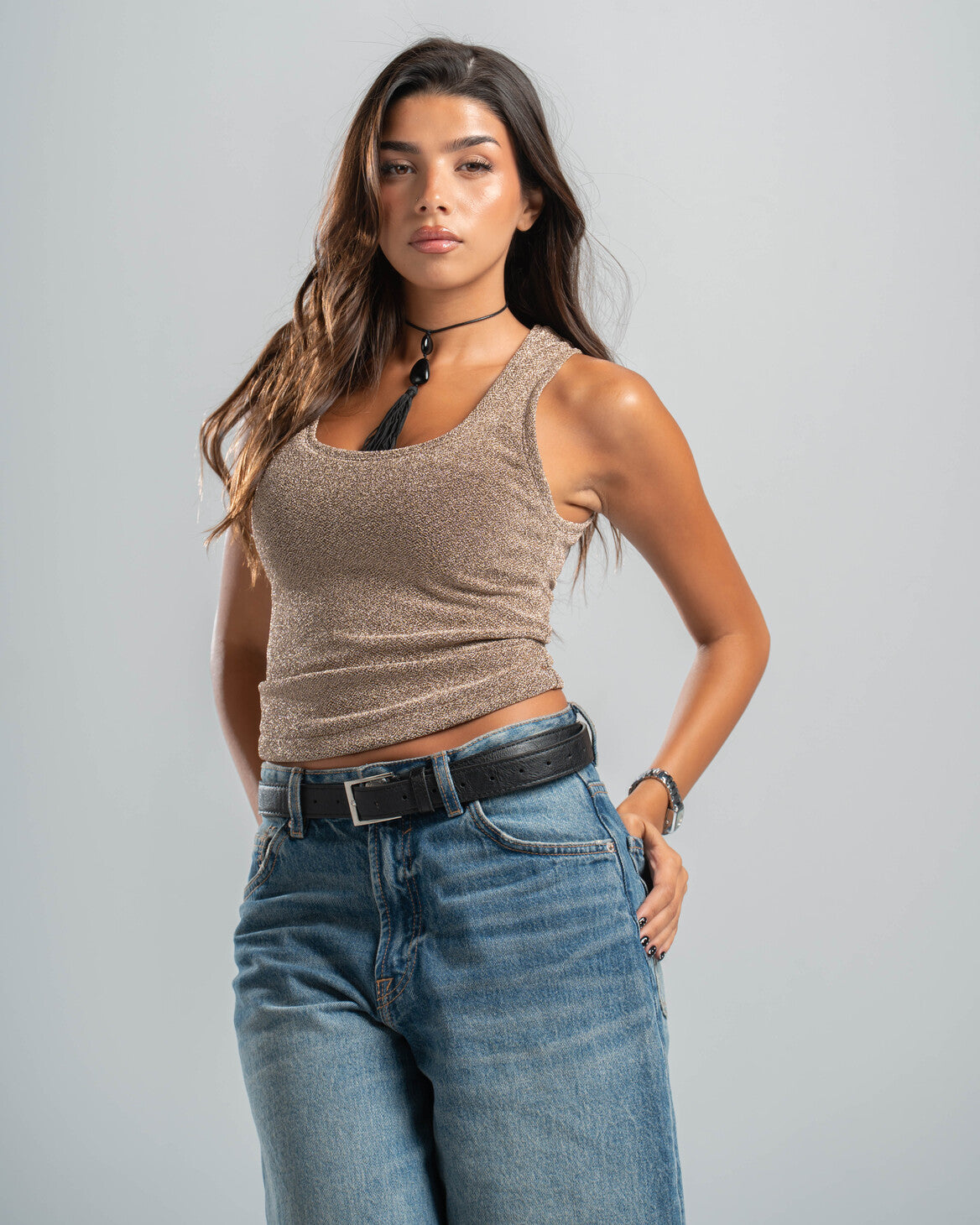 CHAMPAGNE SHIMMER TOP