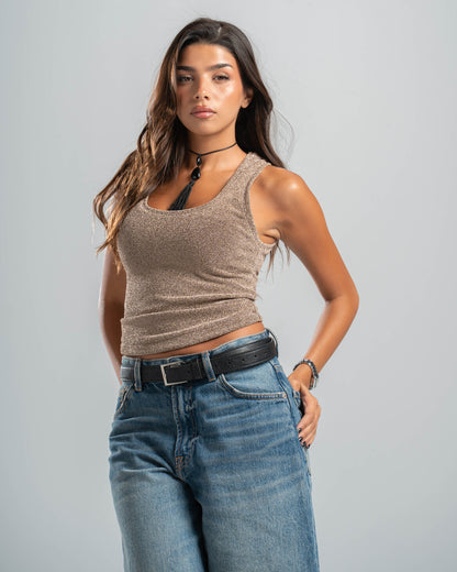 CHAMPAGNE SHIMMER TOP