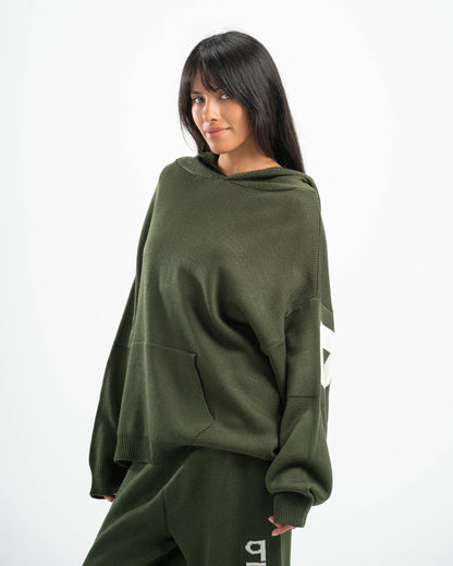 PSYCH OLIVE KNITTED HOODIE