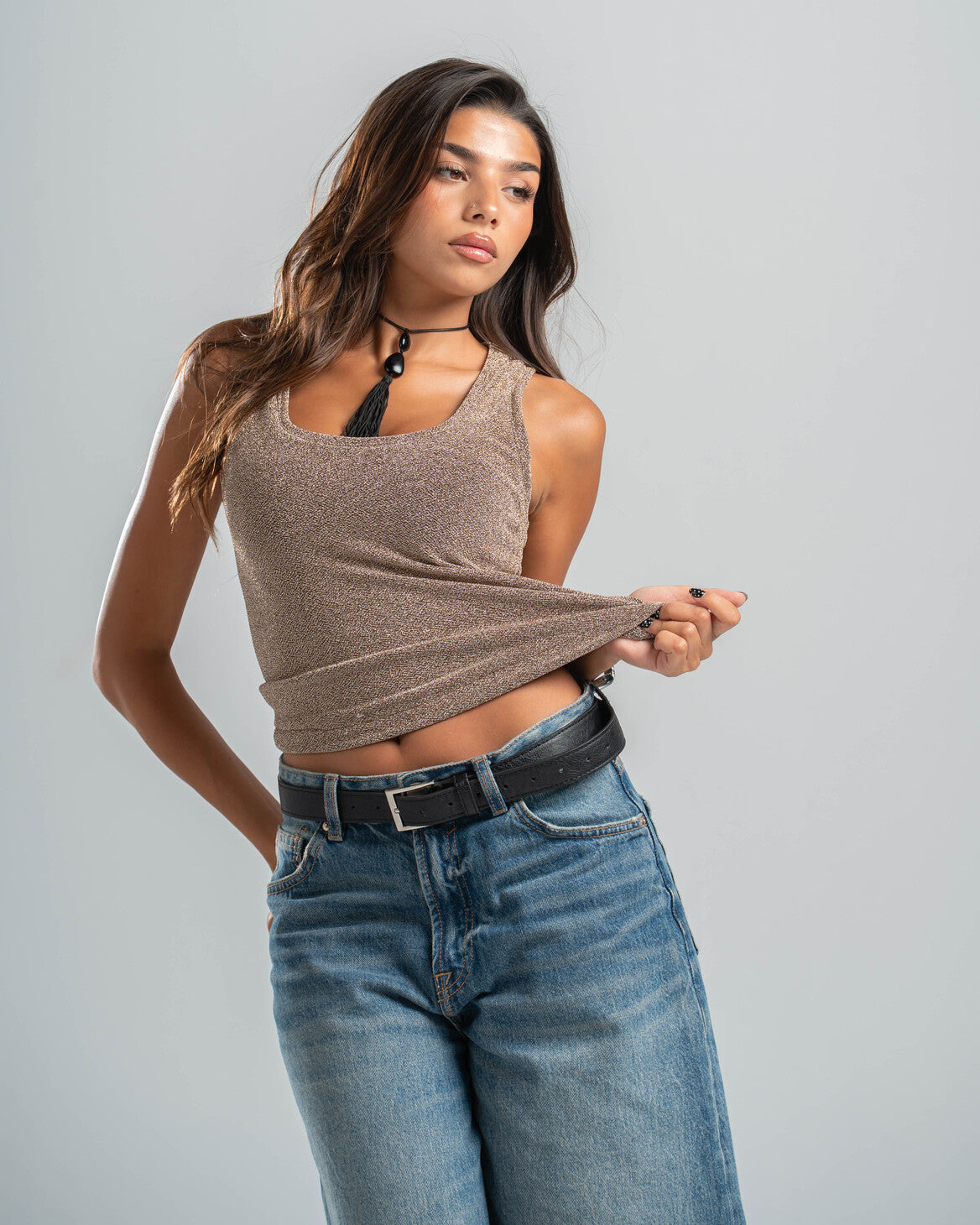 CHAMPAGNE SHIMMER TOP