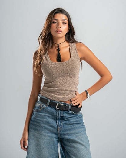 CHAMPAGNE SHIMMER TOP