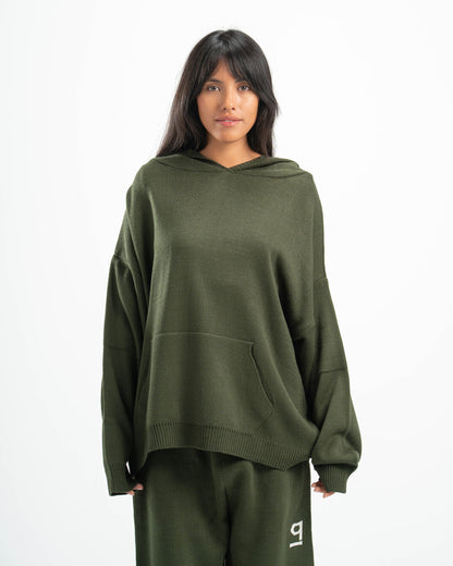 PSYCH OLIVE KNITTED HOODIE