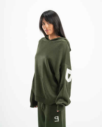 PSYCH OLIVE KNITTED HOODIE