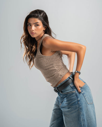 CHAMPAGNE SHIMMER TOP