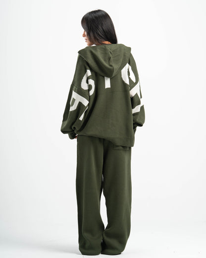 PSYCH OLIVE KNITTED HOODIE