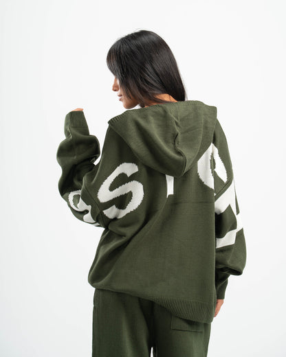 PSYCH OLIVE KNITTED HOODIE