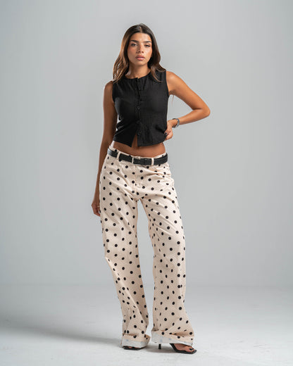 black Button-up Textured Top