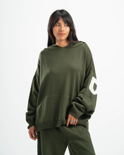 PSYCH OLIVE KNITTED HOODIE
