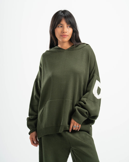 PSYCH OLIVE KNITTED HOODIE