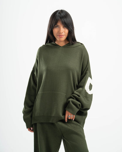 PSYCH OLIVE KNITTED HOODIE