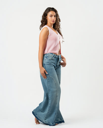 Stitched Knit Top in Pink