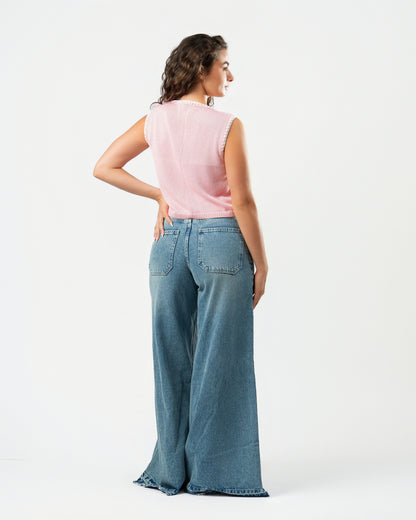Stitched Knit Top in Pink