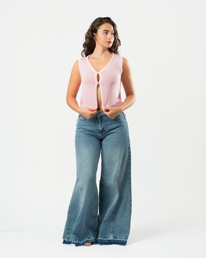Stitched Knit Top in Pink