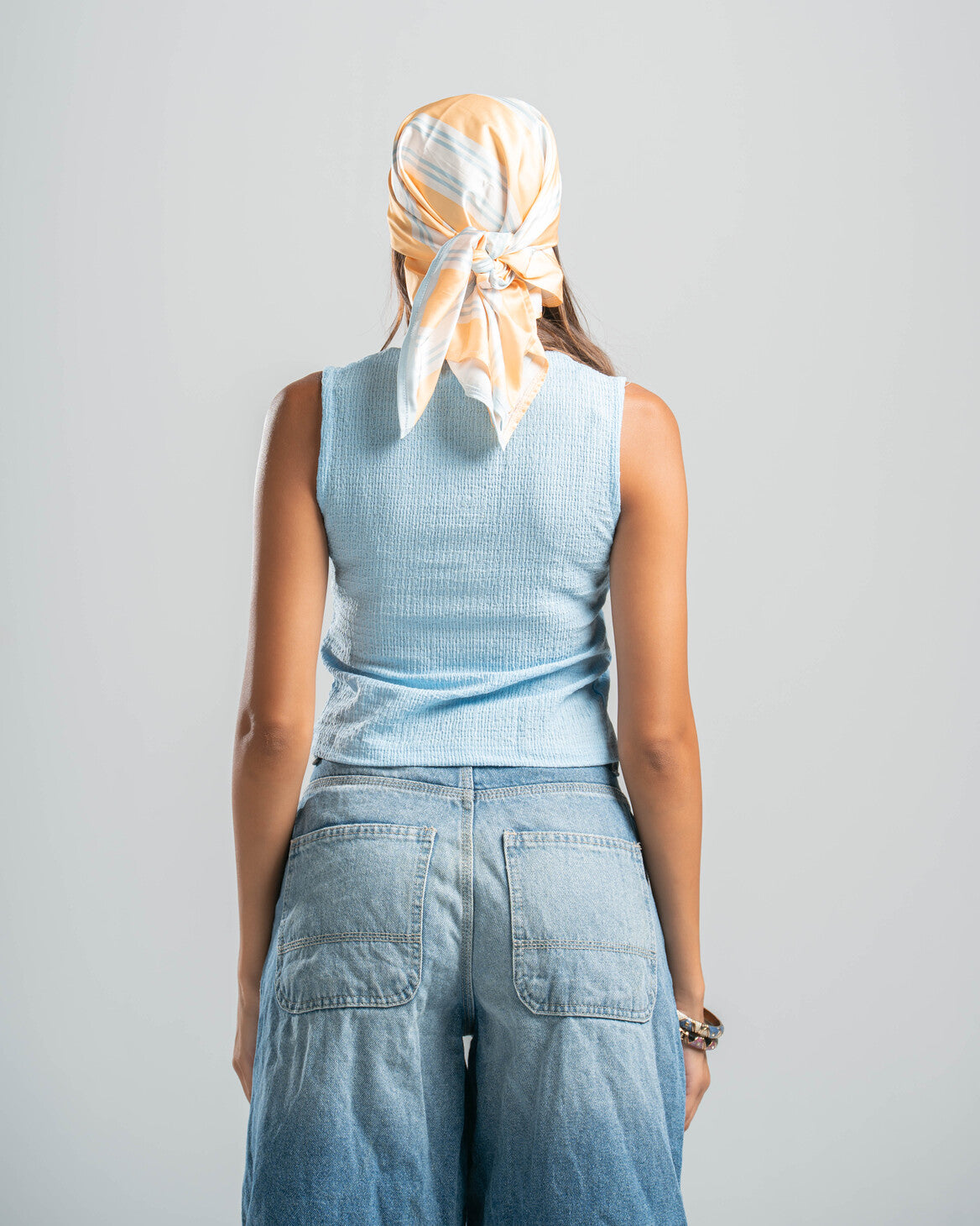 blue Button-up Textured Top