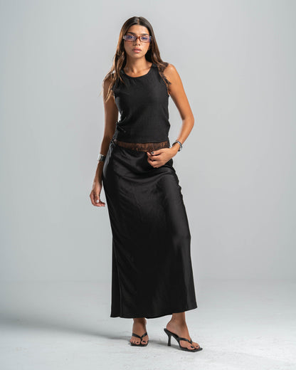Black Lace Textured Top