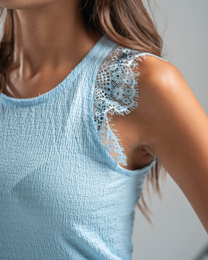 Blue Lace Textured Top