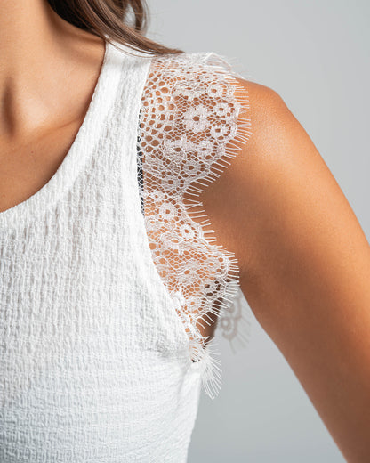 White Lace Textured Top