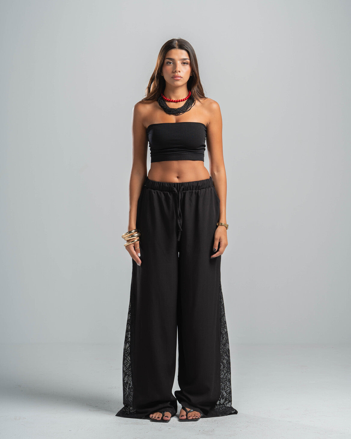 BLACK LACE FLOW PANTS