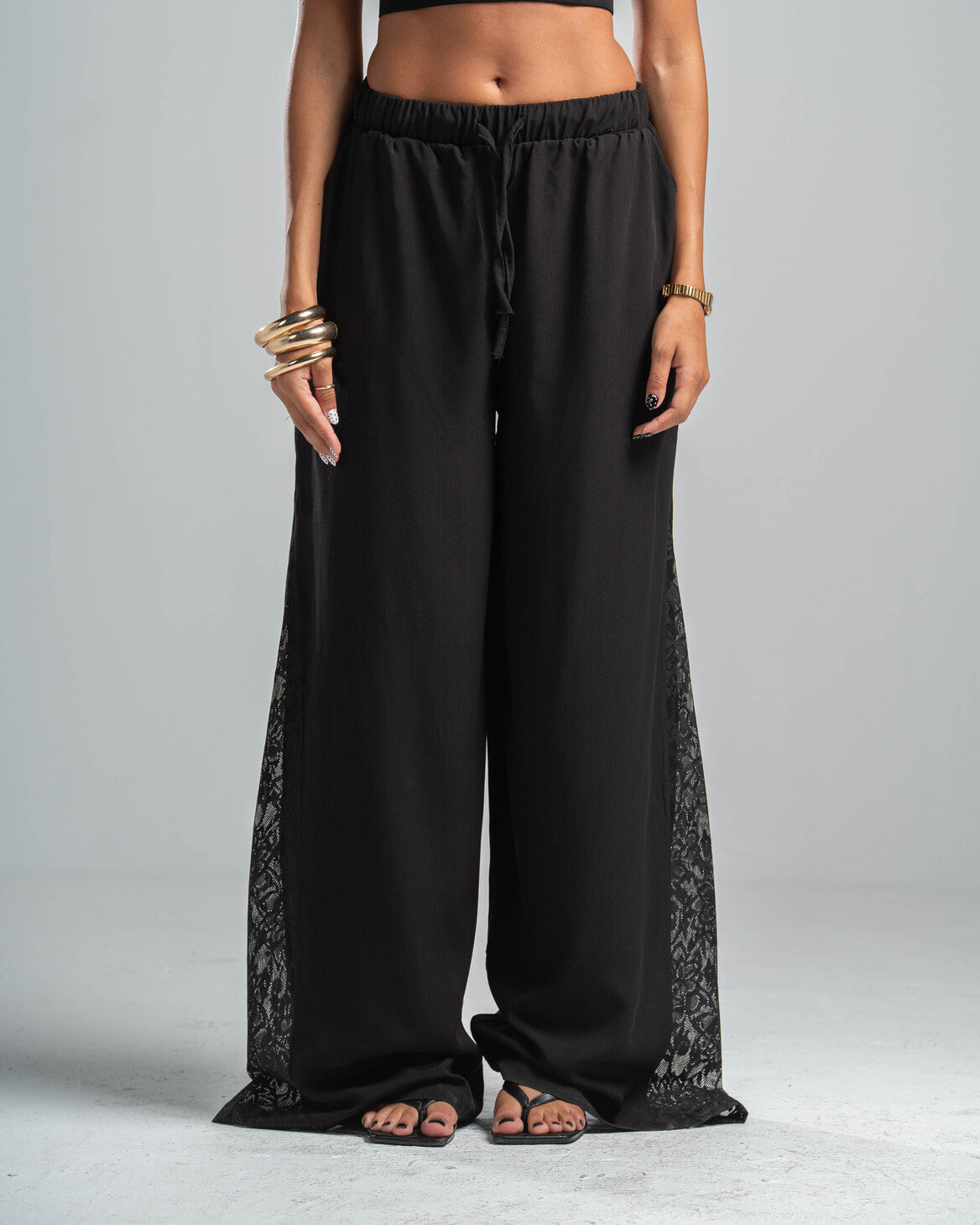 BLACK LACE FLOW PANTS