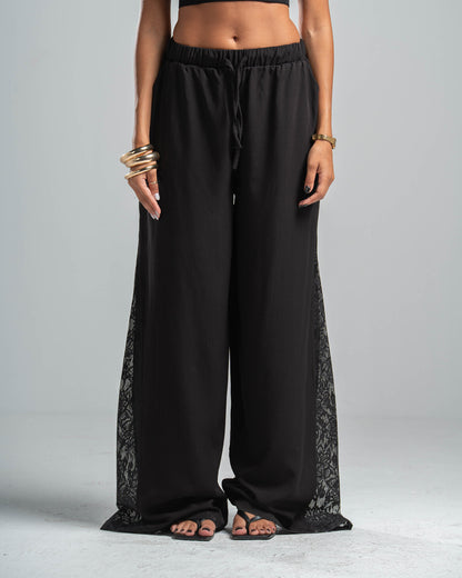 BLACK LACE FLOW PANTS