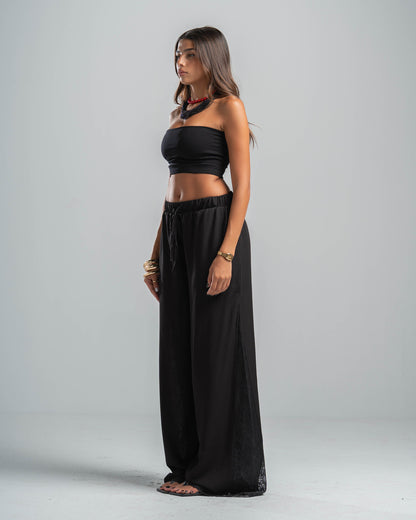 BLACK LACE FLOW PANTS
