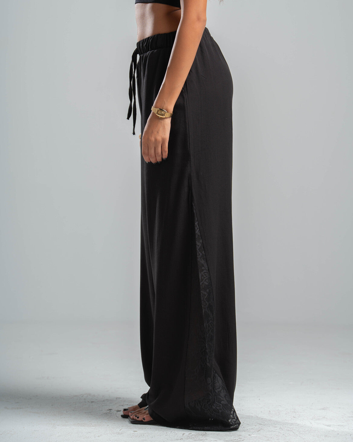BLACK LACE FLOW PANTS