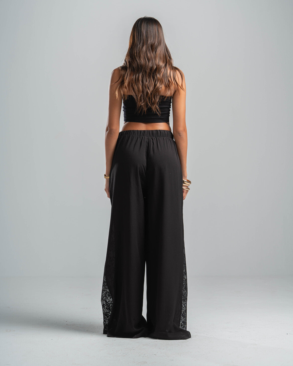 BLACK LACE FLOW PANTS