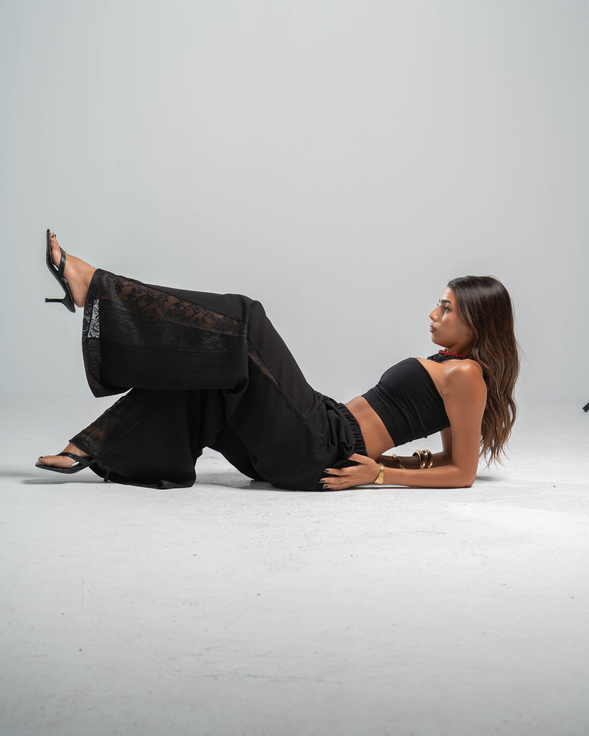BLACK LACE FLOW PANTS