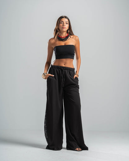 BLACK LACE FLOW PANTS