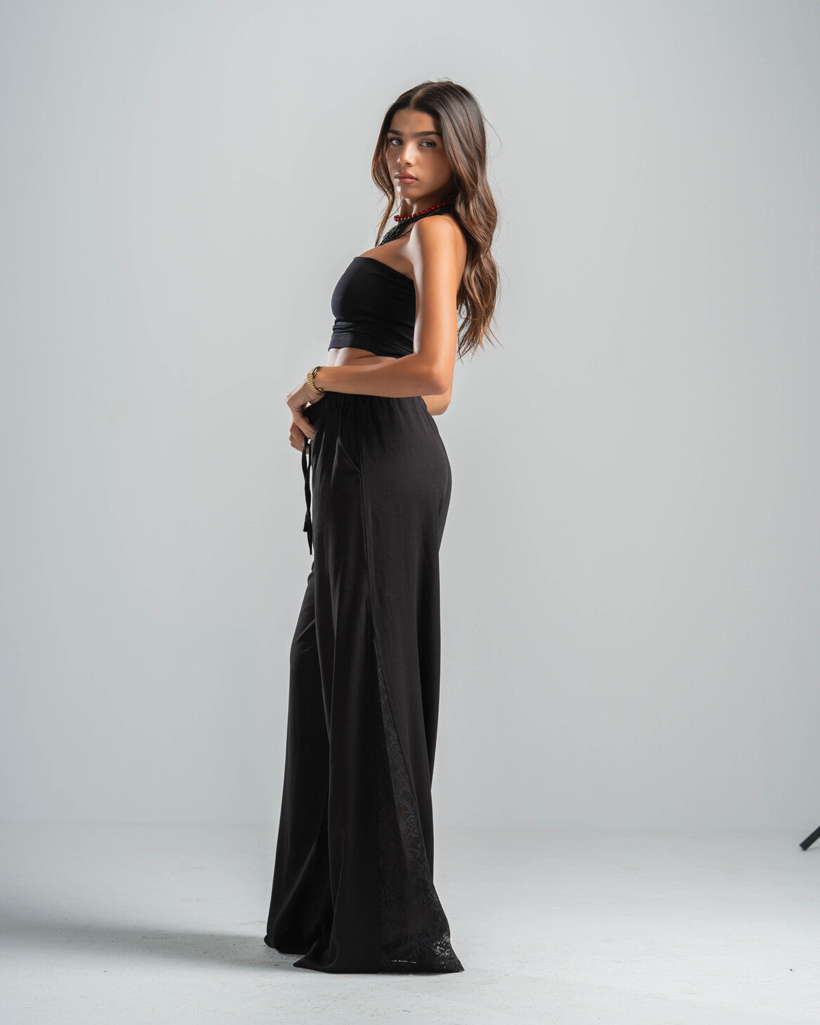 BLACK LACE FLOW PANTS