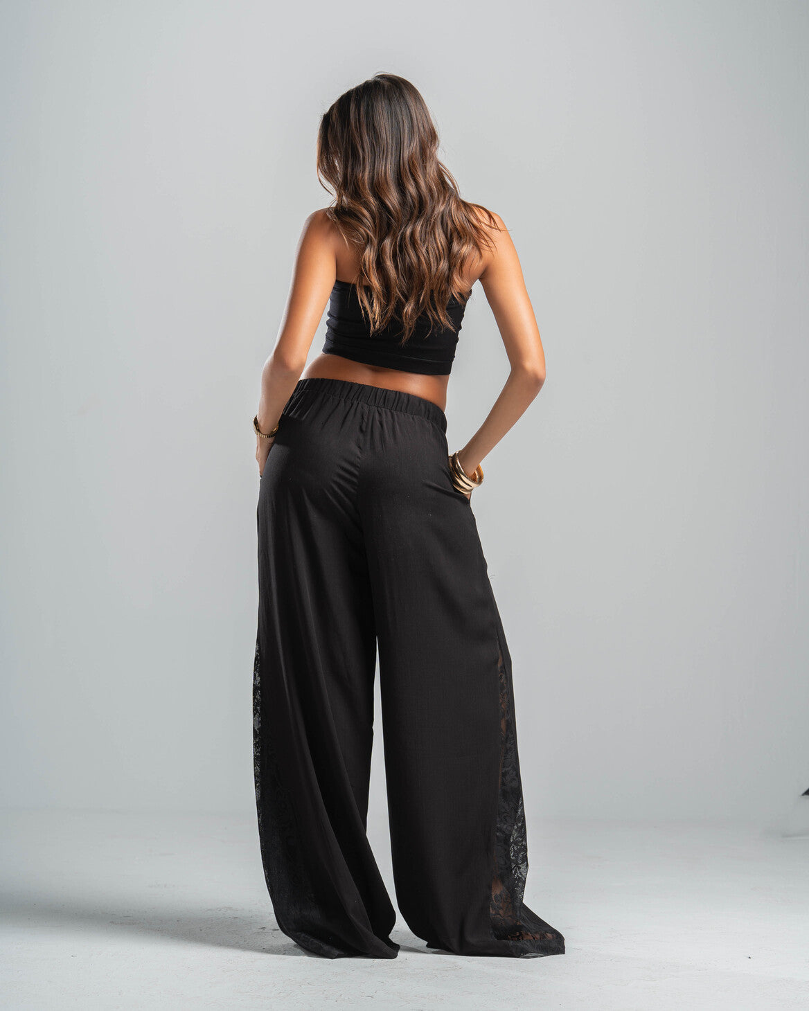 BLACK LACE FLOW PANTS