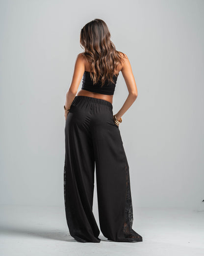 BLACK LACE FLOW PANTS