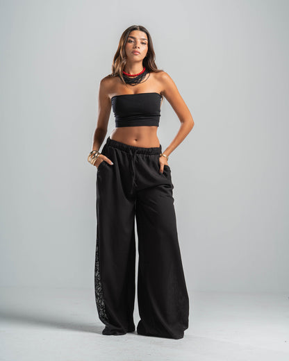 BLACK LACE FLOW PANTS