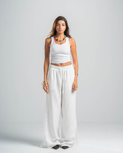 WHITE LACE FLOW PANTS