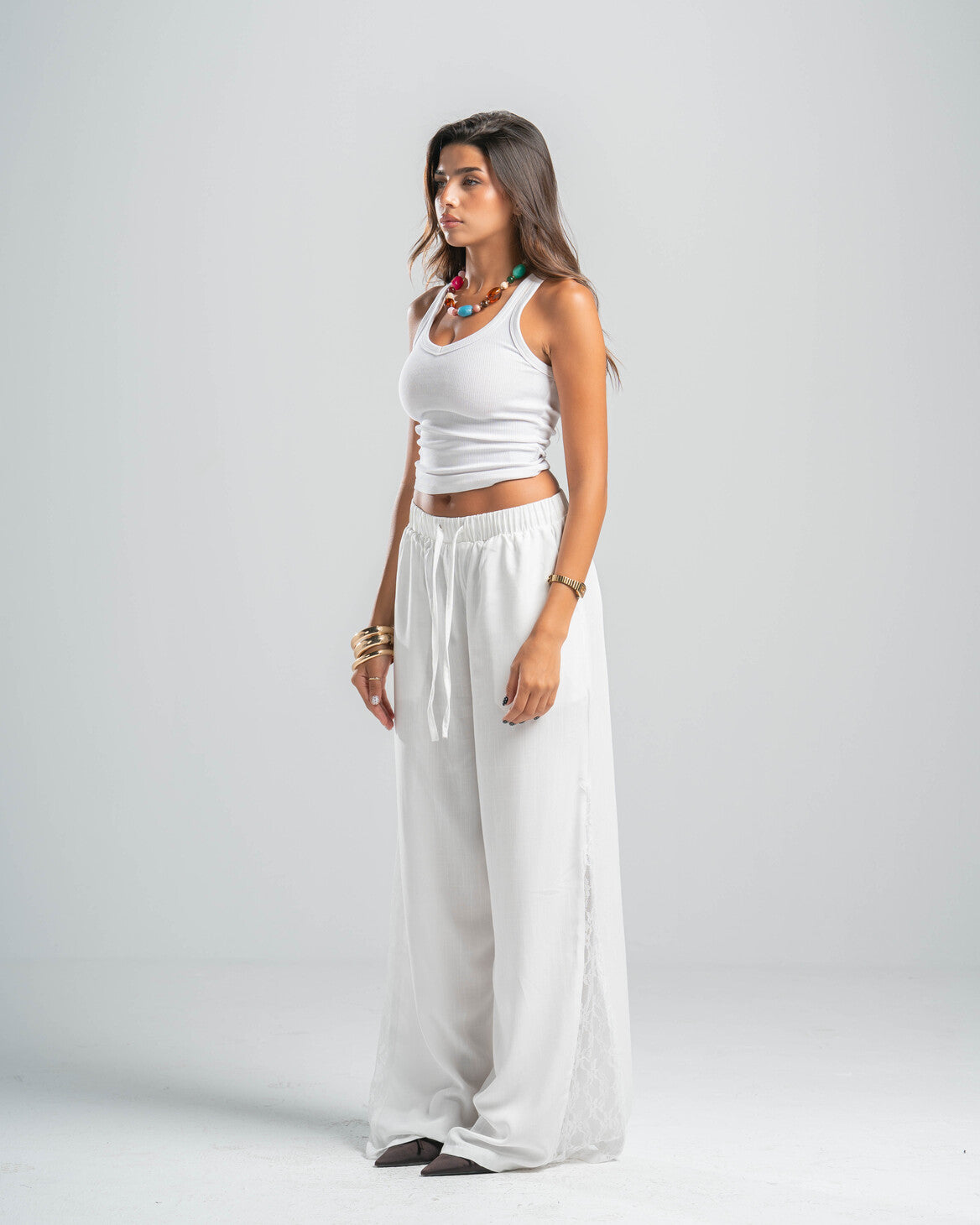 WHITE LACE FLOW PANTS