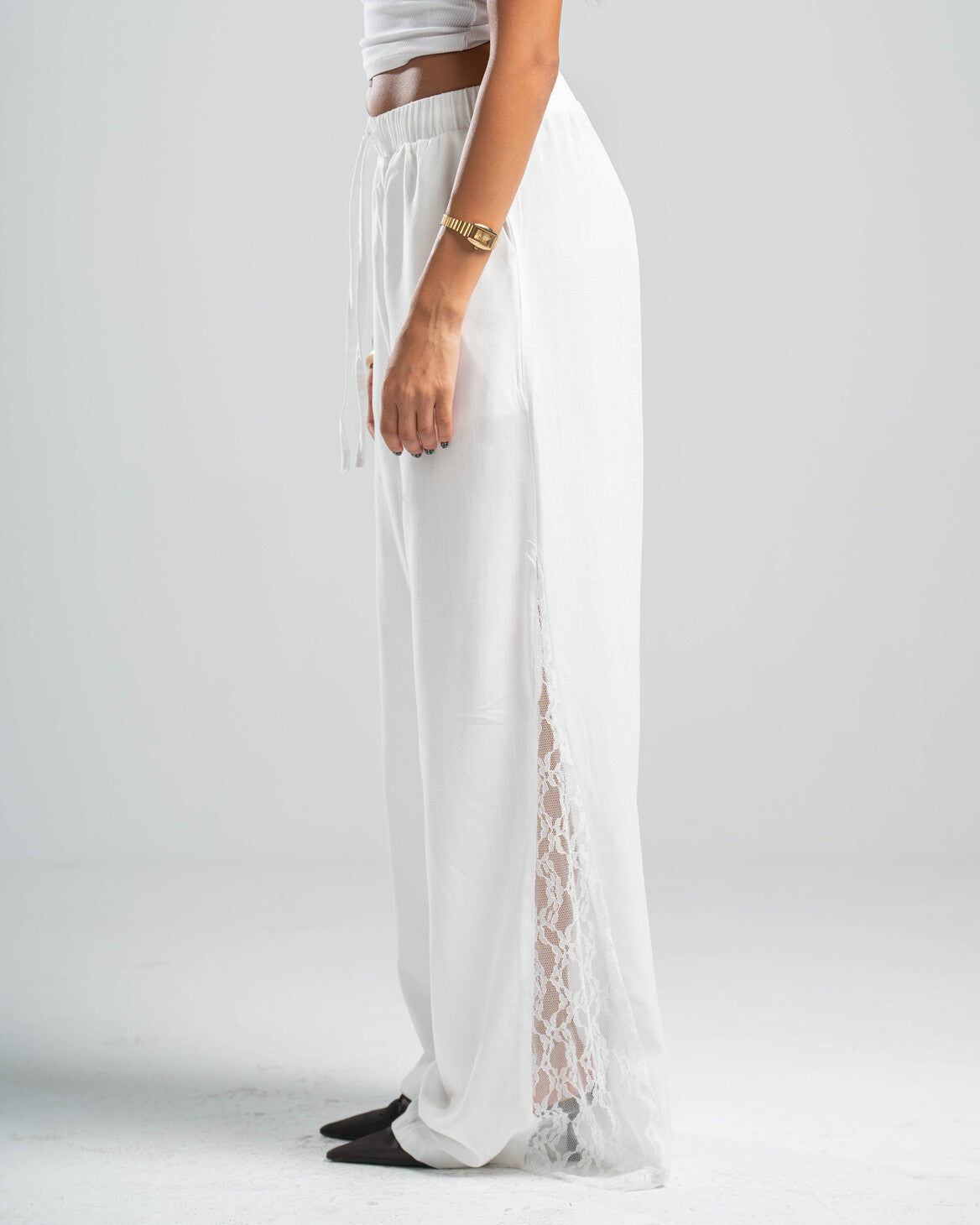 WHITE LACE FLOW PANTS