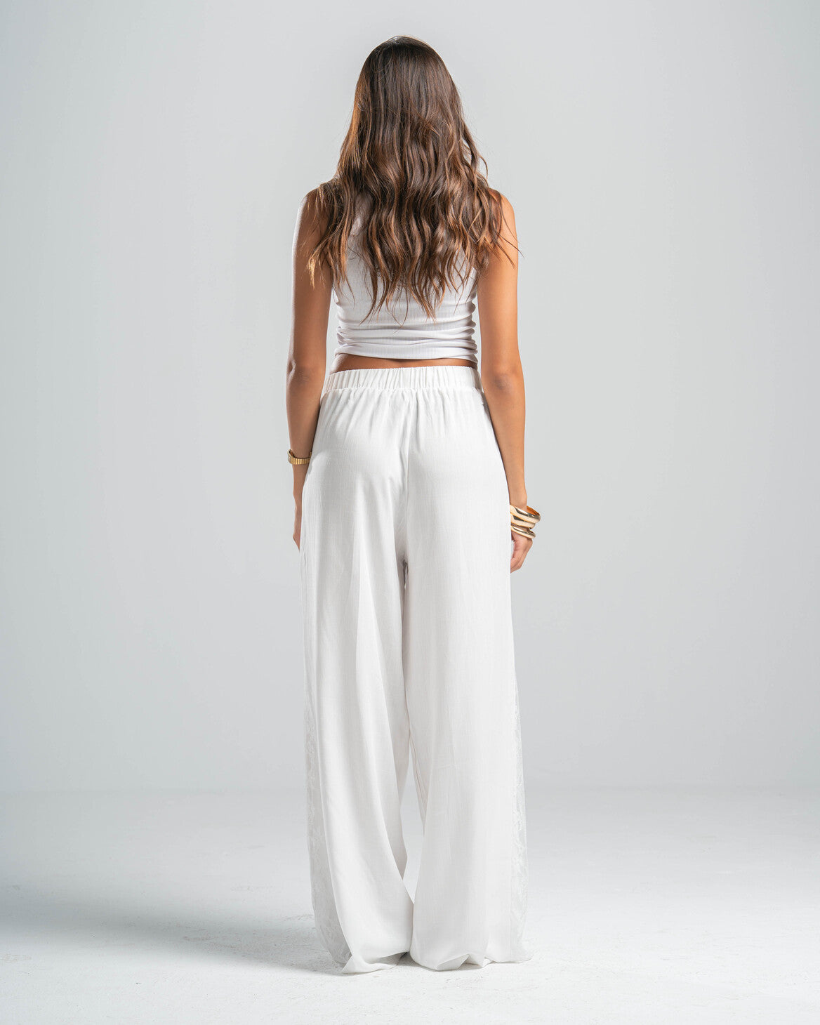 WHITE LACE FLOW PANTS