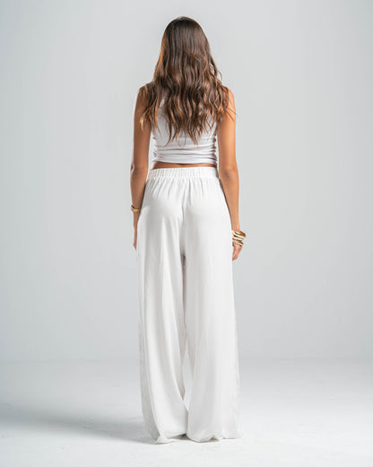 WHITE LACE FLOW PANTS