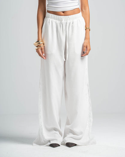 WHITE LACE FLOW PANTS