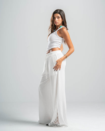 WHITE LACE FLOW PANTS