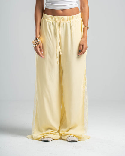 YELLOW LACE FLOW PANTS