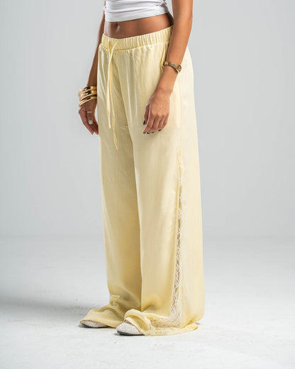 YELLOW LACE FLOW PANTS