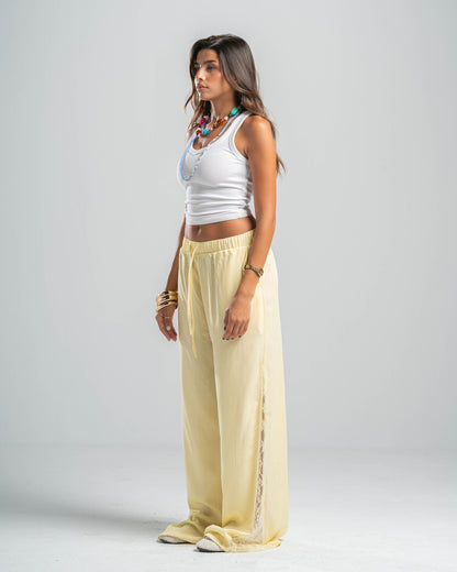 YELLOW LACE FLOW PANTS