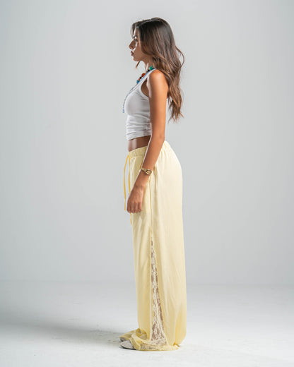 YELLOW LACE FLOW PANTS