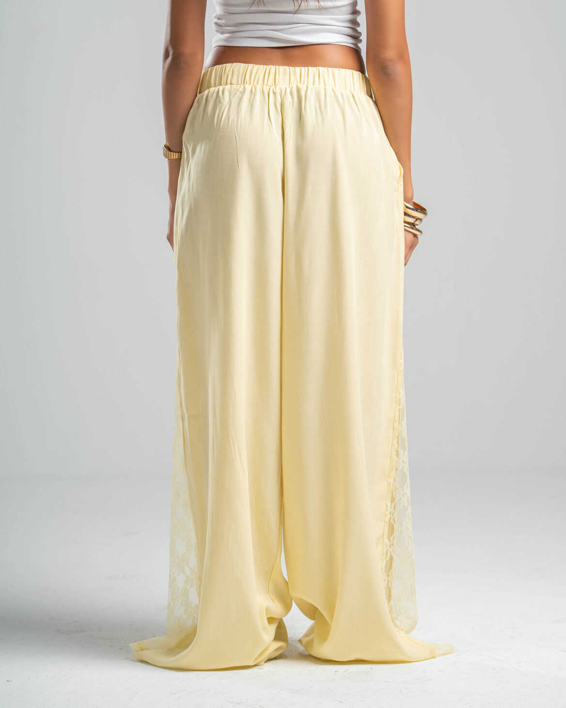 YELLOW LACE FLOW PANTS